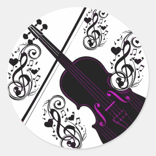 Violin, Rocking love_ Ronde Sticker (Voorkant)
