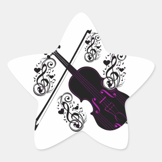 Violin, Rocking love_ Ster Sticker (Voorkant)