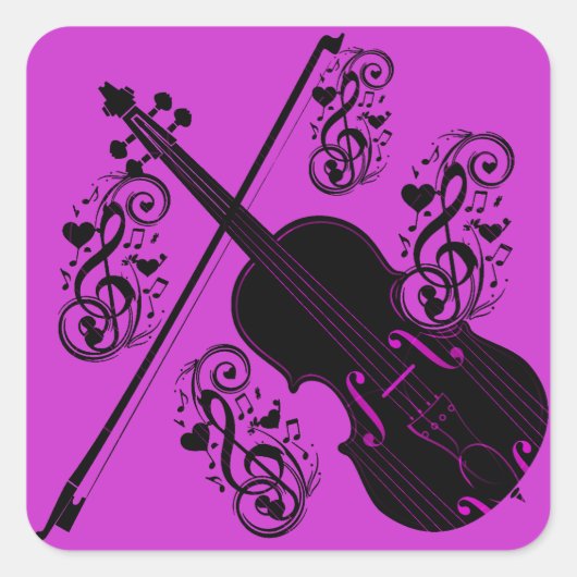 Violin, Rocking love_ Vierkante Sticker (Voorkant)