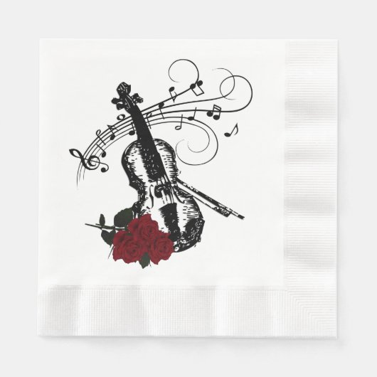 Violin, Rozen en muziek Servet (Voorkant)