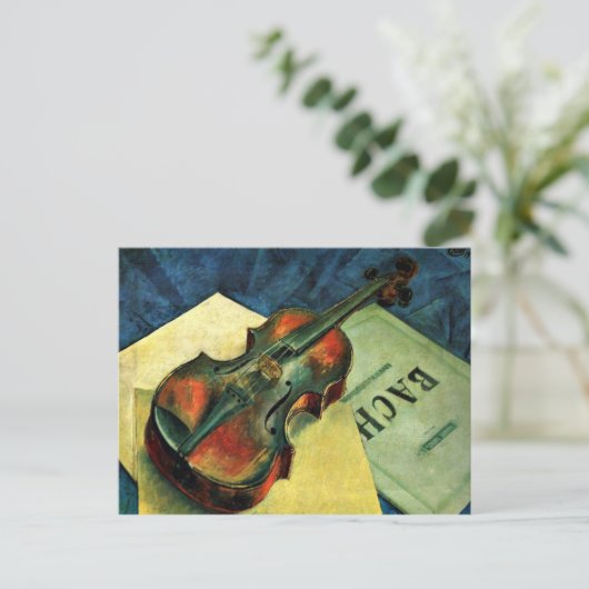 Violin, schilderij van Kuzma Petrov-Vodkin uit 192 Briefkaart (Staand voorkant)