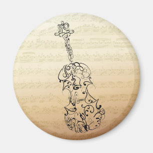 Violin Scrawl op Bach Manuscript Magneet