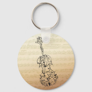 Violin Scrawl op Bach Manuscript Sleutelhanger
