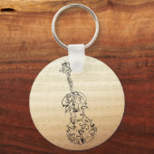 Violin Scrawl op Bach Manuscript Sleutelhanger (Voorkant)
