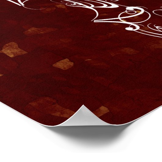 Violin Scrawl White op Deep Red Large Speckles Poster (Hoek)