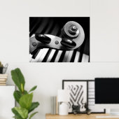 Violin Scroll over pianoketoetsen Poster (Thuiskantoor)