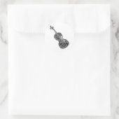 Violin Shaped Word Art zwarte tekst Ronde Sticker (Tas)