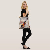 Violin Sheet Music and Flower Tote Bag (Op model)