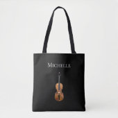 Violin Simple Monogram Music Black Tote Bag (Voorkant)