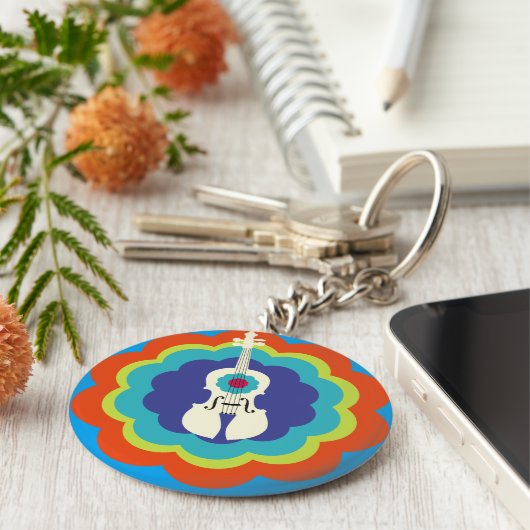 Violin Sleutelhanger — 60s kleurenbarst (Zijkant)