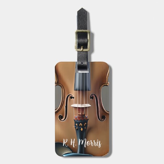 Violin String Musical Instrument Violinist Gray Bagagelabel (Voorkant verticaal)