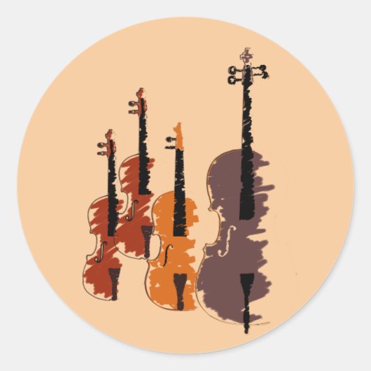 Violin string quartet arty muziek ronde sticker (Voorkant)