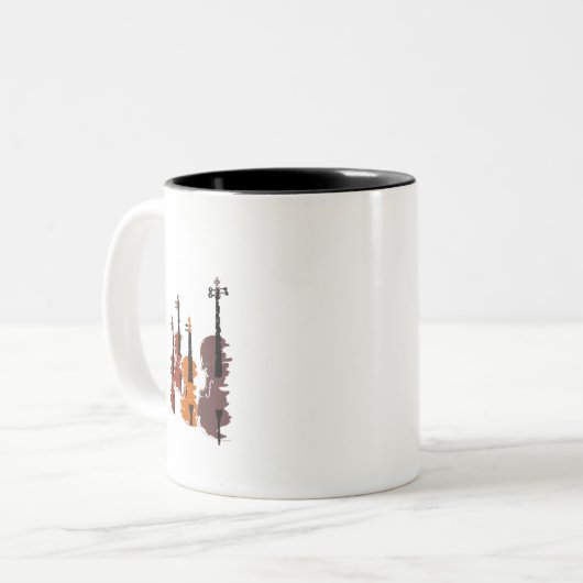 Violin string quartet arty muziek tweekleurige koffiemok (Voorkant links)