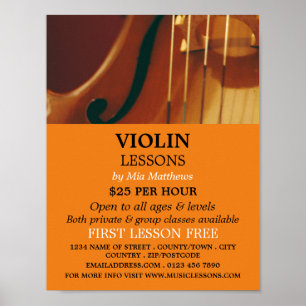 Violin Strings, Violin Lessons Advertising Poster