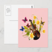 VIOLIN, STROMEN EN BUTTERFLIES BRIEFKAART (Voorkant / Achterkant)