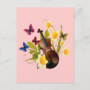 VIOLIN, STROMEN EN BUTTERFLIES BRIEFKAART