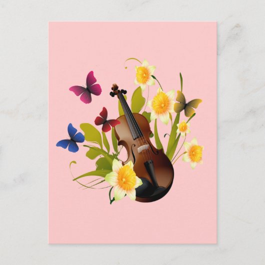 VIOLIN, STROMEN EN BUTTERFLIES BRIEFKAART (Voorkant)