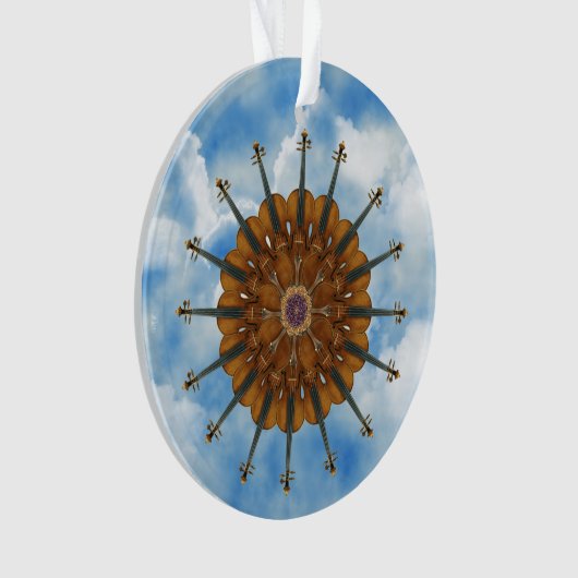 Violin Sunflower in Blue Sky met wolken Ornament (voorkant)