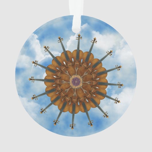 Violin Sunflower in Blue Sky met wolken Ornament (achterkant)
