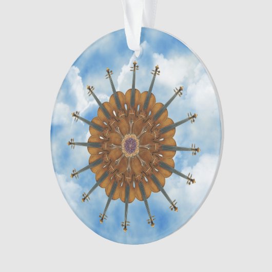 Violin Sunflower in Blue Sky met wolken Ornament (voorkant)
