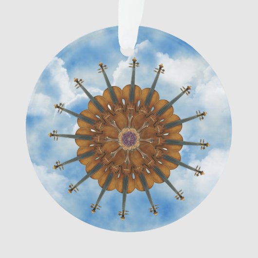Violin Sunflower in Blue Sky met wolken Ornament (voorkant)