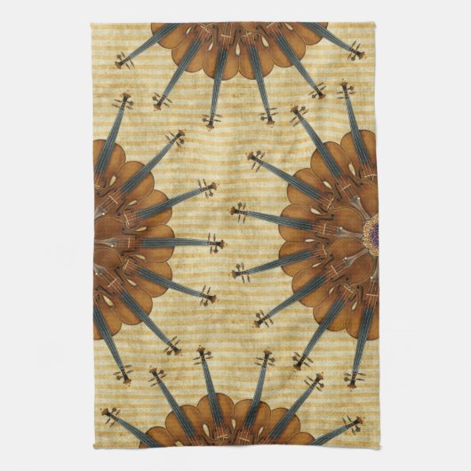 Violin Sunflower Theedoek (Verticaal)