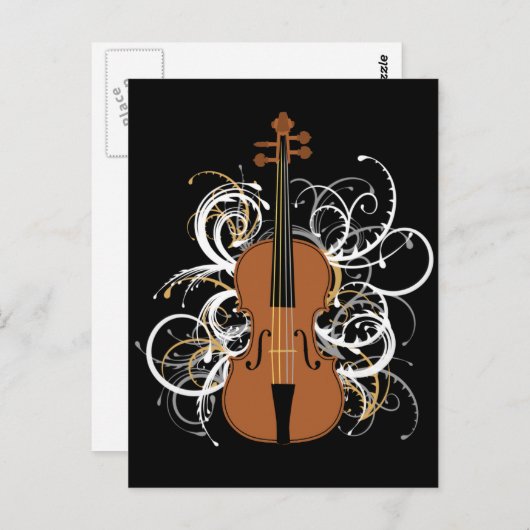 Violin Swirls Briefkaart (Voorkant / Achterkant)