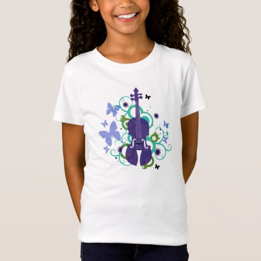 Violin T-Shirt voor katten-Butterflys en zwammen (Voorkant)
