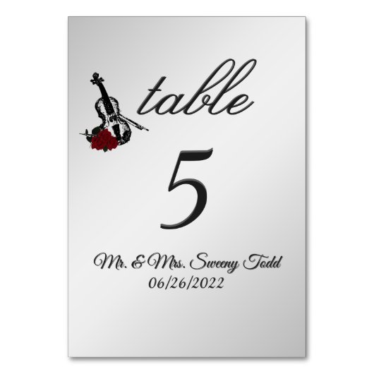 Violin tabelnummer kaart (Voorkant)