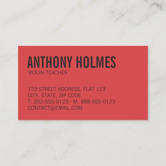 Violin Teacher Music Lessons Visitekaartje (Achterkant)