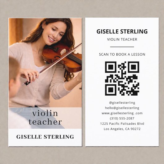 Violin Teacher QR Code Photo Visitekaartje