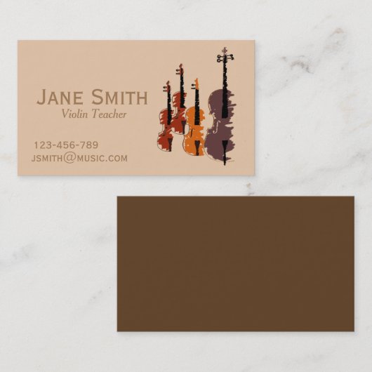 Violin Teacher String instrument muziektutor Visitekaartje (Voorkant / Achterkant)