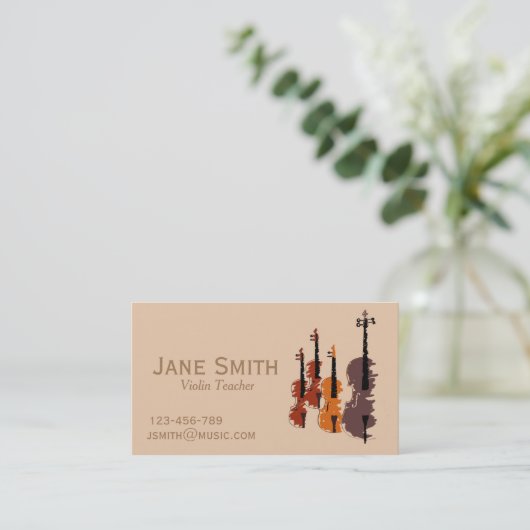 Violin Teacher String instrument muziektutor Visitekaartje (Staand voorkant)