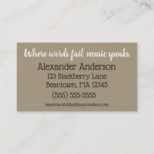 Violin Teacher Visitekaartje (Achterkant)