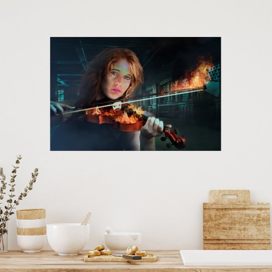 Violin tegen brand poster (Keuken)