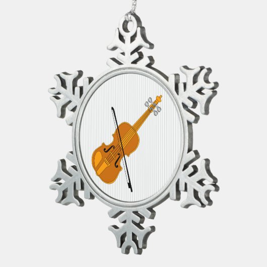 Violin tekening tin sneeuwvlok ornament (Rechts)