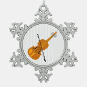 Violin tekening tin sneeuwvlok ornament (Voorkant)