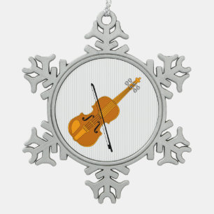 Violin tekening tin sneeuwvlok ornament