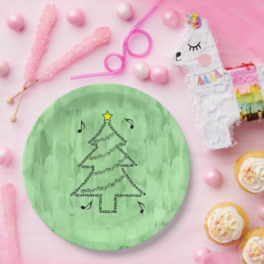 Violin Text Christmas Tree Papieren Bordje (Feest)