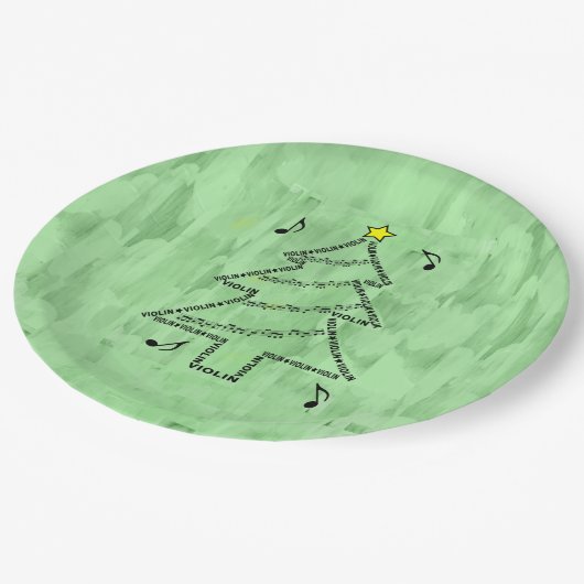 Violin Text Christmas Tree Papieren Bordje (Gekanteld)