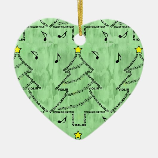 Violin Text met kerstboom Keramisch Ornament (Voorkant)