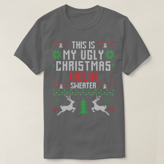 Violin Ugly KerstSweater T-shirt (Design voorkant)