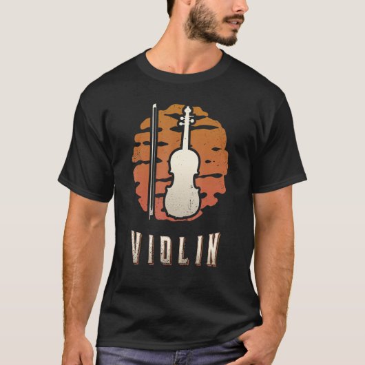 Violin Vintage Retro Classic Sunset Music T-shirt (Voorkant)