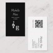 Violin Viola Music Lessons Black White Simple  Visitekaartje (Voorkant / Achterkant)