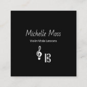 Violin Viola Music Lessons QR code Black White Vierkante Visitekaartje (Voorkant)