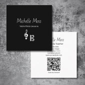 Violin Viola Music Lessons QR code Black White  Vierkante Visitekaartje