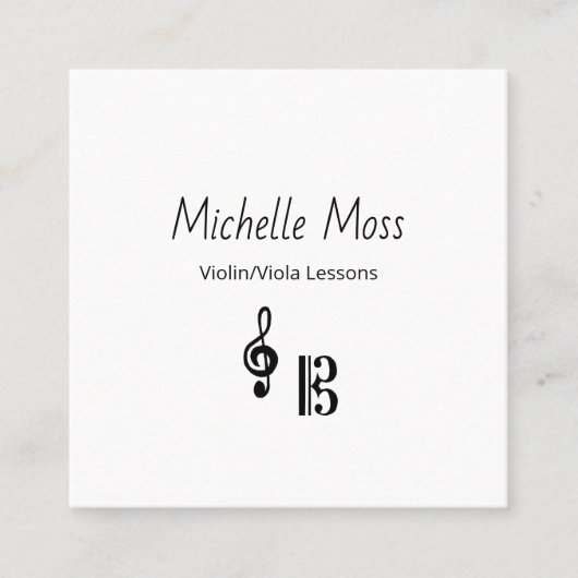 Violin Viola Music Lessons QR code Musical Vierkante Visitekaartje (Voorkant)