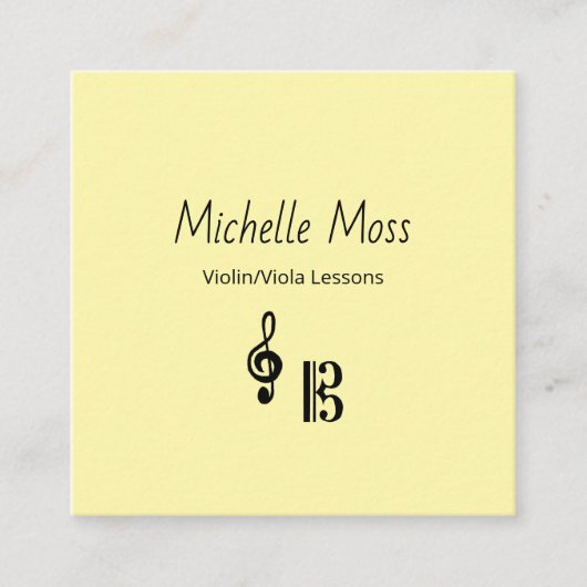 Violin Viola Music Lessons QR code Yellow Musical Vierkante Visitekaartje (Voorkant)