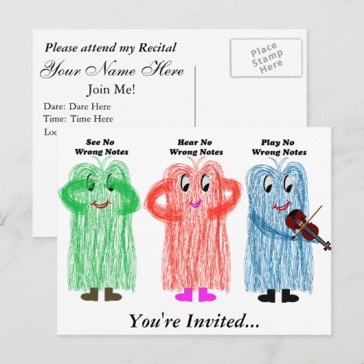 Violin & Viola Overweging / concertuitnodigingen Uitnodiging Briefkaart (Voorkant / Achterkant)