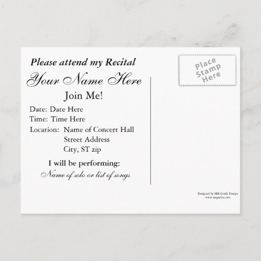 Violin & Viola Overweging / concertuitnodigingen Uitnodiging Briefkaart (Achterkant)